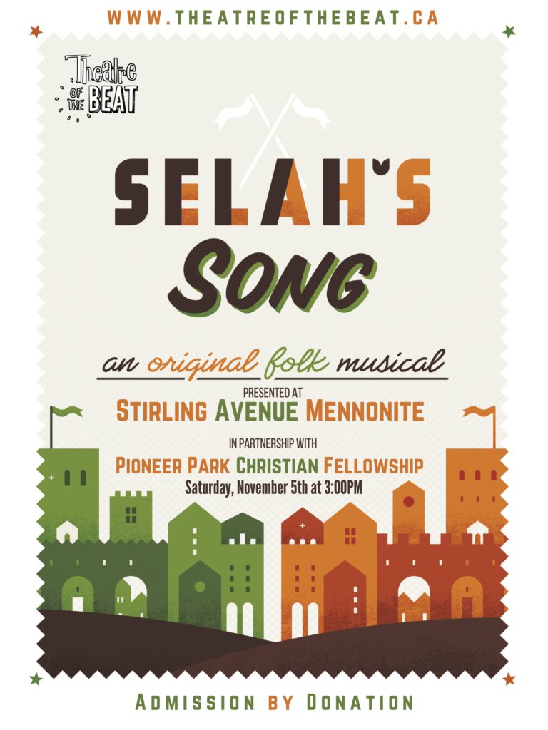 Selah's Song, an original folk musical presented at Stirling Ave Mennonite Church Saturday, November 5, 2022 at 3:00 pm
